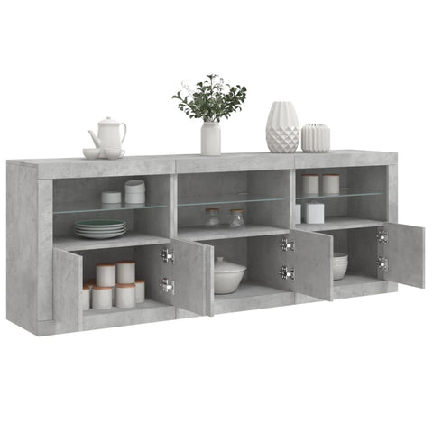 vidaXL Sideboard with LED Lights Concrete Grey 181.5x37x67 cm