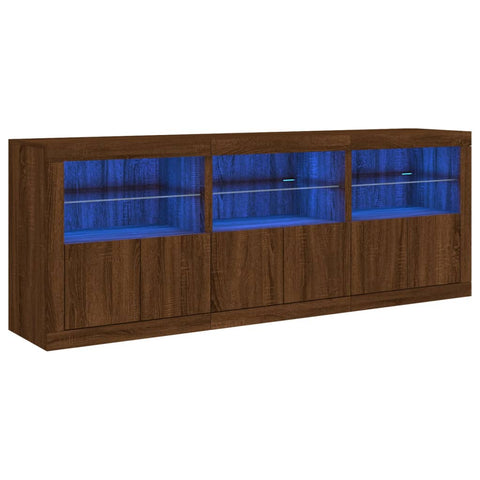 vidaXL Sideboard with LED Lights Brown Oak 181.5x37x67 cm