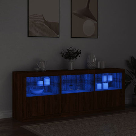 vidaXL Sideboard with LED Lights Brown Oak 181.5x37x67 cm
