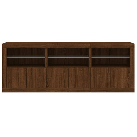 vidaXL Sideboard with LED Lights Brown Oak 181.5x37x67 cm