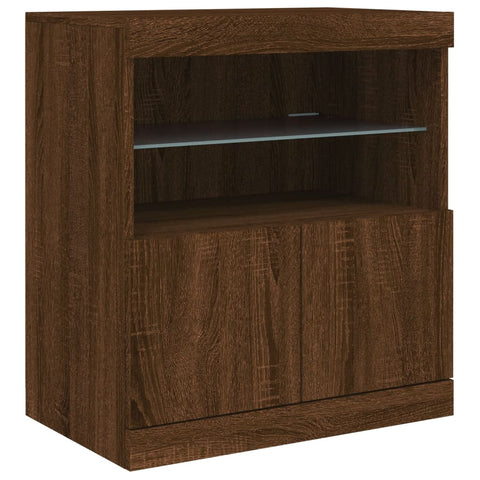 vidaXL Sideboard with LED Lights Brown Oak 181.5x37x67 cm