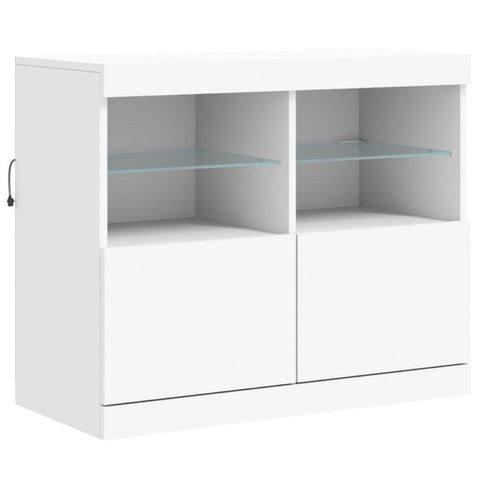 vidaXL Sideboard with LED Lights White 202x37x67 cm