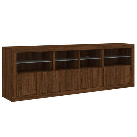 vidaXL Sideboard with LED Lights Brown Oak 202x37x67 cm