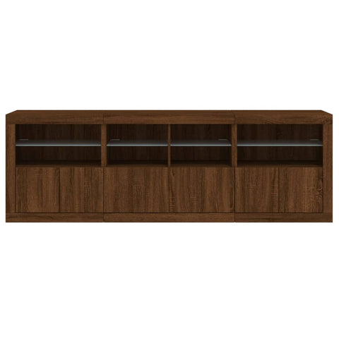 vidaXL Sideboard with LED Lights Brown Oak 202x37x67 cm