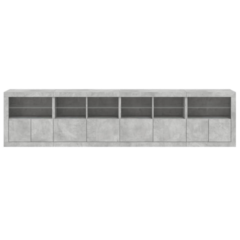 vidaXL Sideboard with LED Lights Concrete Grey 283x37x67 cm