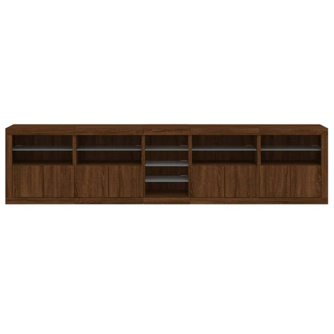 vidaXL Sideboard with LED Lights Brown Oak 283x37x67 cm