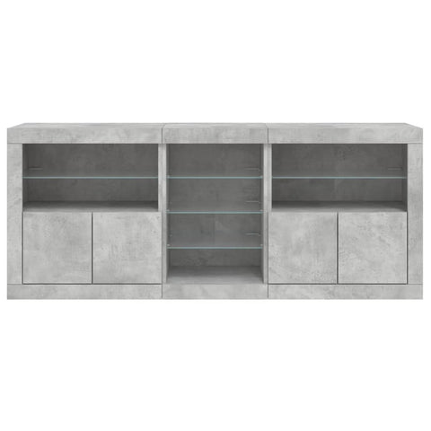 vidaXL Sideboard with LED Lights Concrete Grey 181.5x37x67 cm