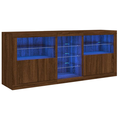 vidaXL Sideboard with LED Lights Brown Oak 181.5x37x67 cm