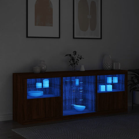 vidaXL Sideboard with LED Lights Brown Oak 181.5x37x67 cm