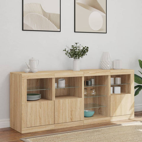 vidaXL Sideboard with LED Lights Sonoma Oak 164x37x67 cm