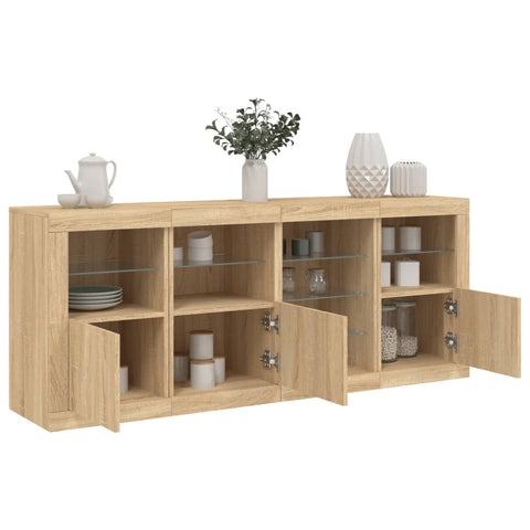 vidaXL Sideboard with LED Lights Sonoma Oak 164x37x67 cm