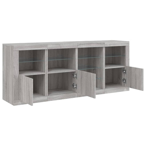 vidaXL Sideboard with LED Lights Grey Sonoma 164x37x67 cm