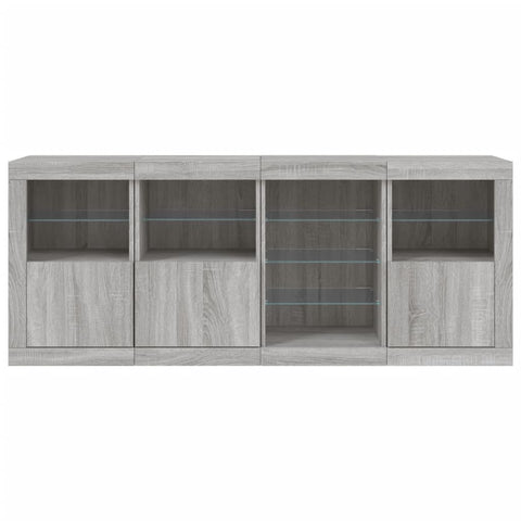 vidaXL Sideboard with LED Lights Grey Sonoma 164x37x67 cm