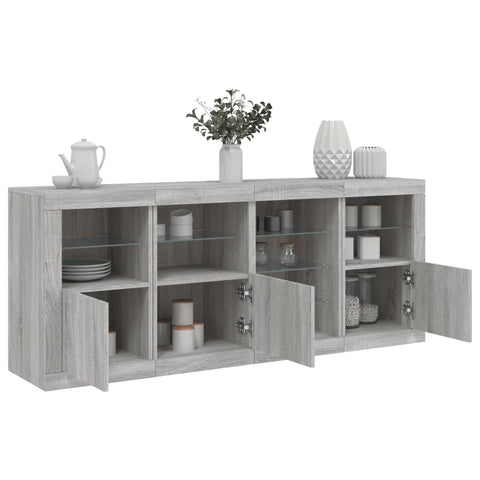 vidaXL Sideboard with LED Lights Grey Sonoma 164x37x67 cm