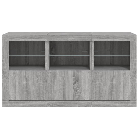 vidaXL Sideboard with LED Lights Grey Sonoma 123x37x67 cm