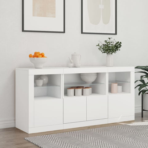 vidaXL Sideboard with LED Lights White 142.5x37x67 cm