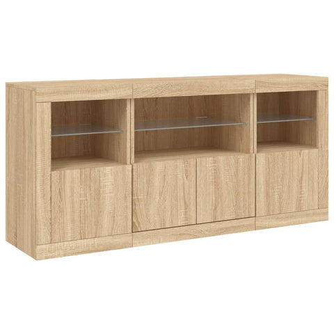 vidaXL Sideboard with LED Lights Sonoma Oak 142.5x37x67 cm