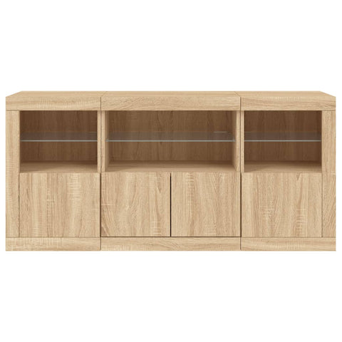 vidaXL Sideboard with LED Lights Sonoma Oak 142.5x37x67 cm