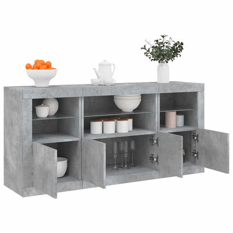 vidaXL Sideboard with LED Lights Concrete Grey 142.5x37x67 cm