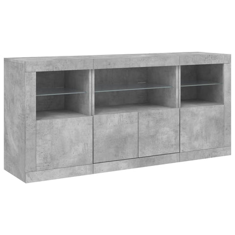 vidaXL Sideboard with LED Lights Concrete Grey 142.5x37x67 cm