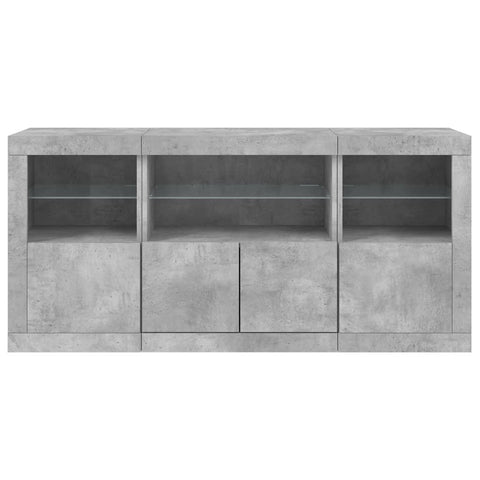 vidaXL Sideboard with LED Lights Concrete Grey 142.5x37x67 cm