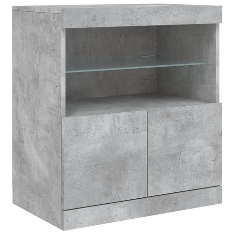 vidaXL Sideboard with LED Lights Concrete Grey 142.5x37x67 cm