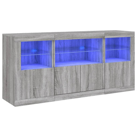 vidaXL Sideboard with LED Lights Grey Sonoma 142.5x37x67 cm