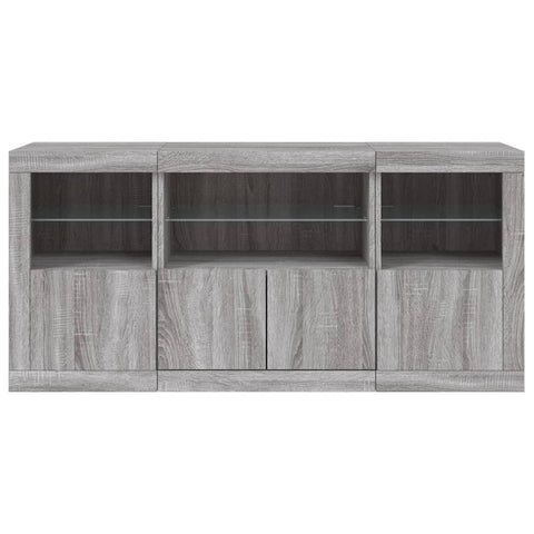 vidaXL Sideboard with LED Lights Grey Sonoma 142.5x37x67 cm