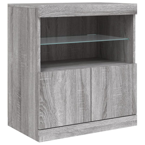 vidaXL Sideboard with LED Lights Grey Sonoma 142.5x37x67 cm