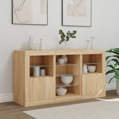 vidaXL Sideboard with LED Lights Sonoma Oak 123x37x67 cm
