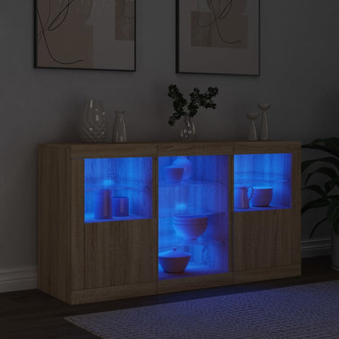 vidaXL Sideboard with LED Lights Sonoma Oak 123x37x67 cm