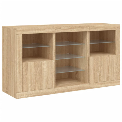 vidaXL Sideboard with LED Lights Sonoma Oak 123x37x67 cm