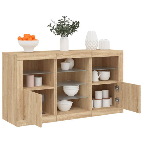 vidaXL Sideboard with LED Lights Sonoma Oak 123x37x67 cm