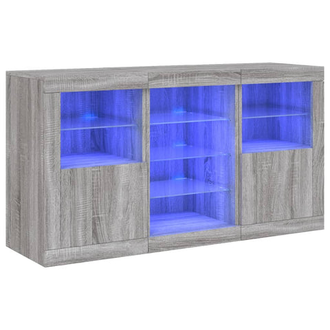 vidaXL Sideboard with LED Lights Grey Sonoma 123x37x67 cm