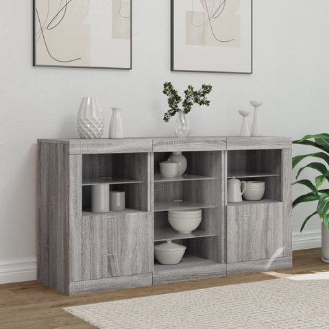vidaXL Sideboard with LED Lights Grey Sonoma 123x37x67 cm