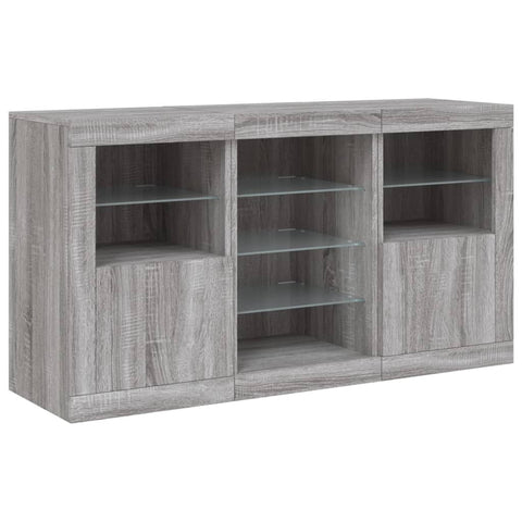 vidaXL Sideboard with LED Lights Grey Sonoma 123x37x67 cm