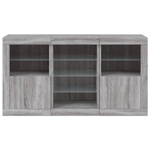 vidaXL Sideboard with LED Lights Grey Sonoma 123x37x67 cm