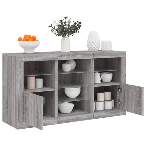 vidaXL Sideboard with LED Lights Grey Sonoma 123x37x67 cm