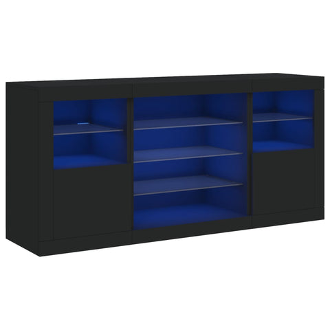 vidaXL Sideboard with LED Lights Black 142.5x37x67 cm