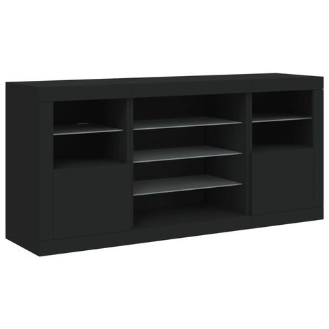 vidaXL Sideboard with LED Lights Black 142.5x37x67 cm