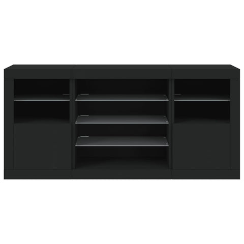 vidaXL Sideboard with LED Lights Black 142.5x37x67 cm