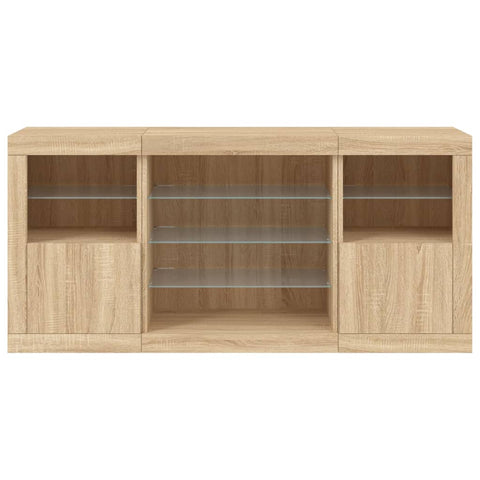 vidaXL Sideboard with LED Lights Sonoma Oak 142.5x37x67 cm