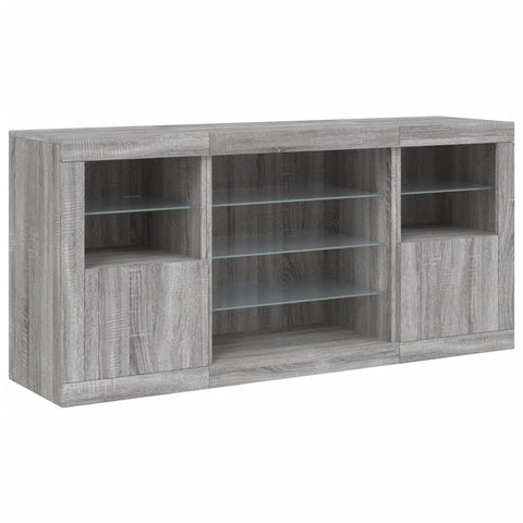 vidaXL Sideboard with LED Lights Grey Sonoma 142.5x37x67 cm