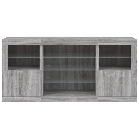 vidaXL Sideboard with LED Lights Grey Sonoma 142.5x37x67 cm