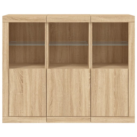 vidaXL Sideboards with LED Lights 3 pcs Sonoma Oak Engineered Wood