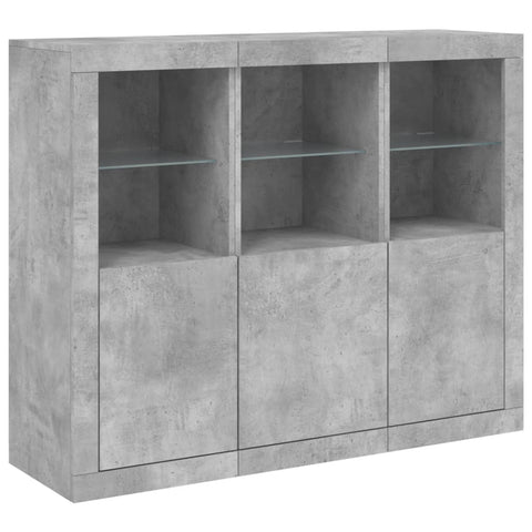 vidaXL Sideboards with LED Lights 3 pcs Concrete Grey Engineered Wood