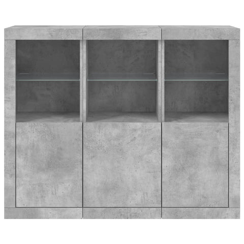vidaXL Sideboards with LED Lights 3 pcs Concrete Grey Engineered Wood