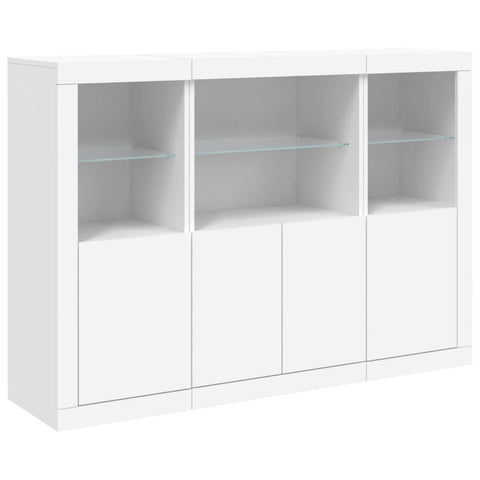 vidaXL Sideboards with LED Lights 3 pcs White Engineered Wood