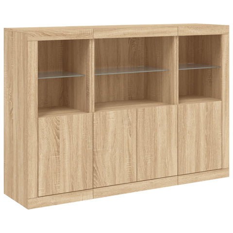 vidaXL Sideboards with LED Lights 3 pcs Sonoma Oak Engineered Wood