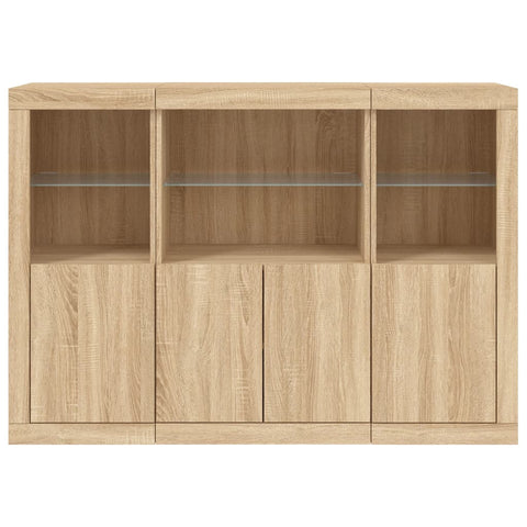 vidaXL Sideboards with LED Lights 3 pcs Sonoma Oak Engineered Wood